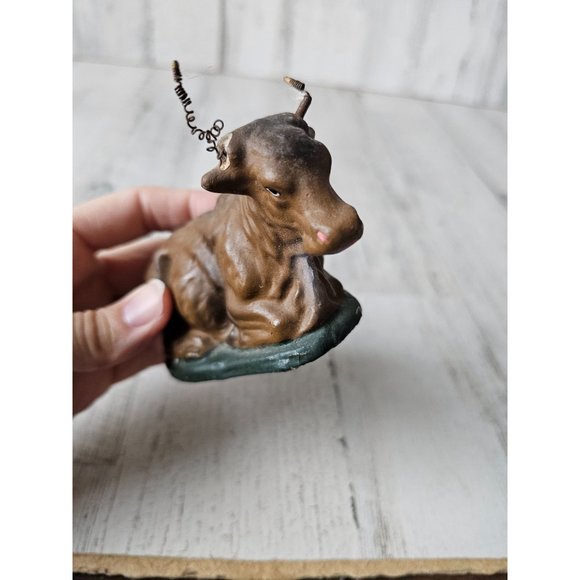 Vintage cow paper mache nativity xmas statue figurine religious decor - Picture 7 of 8